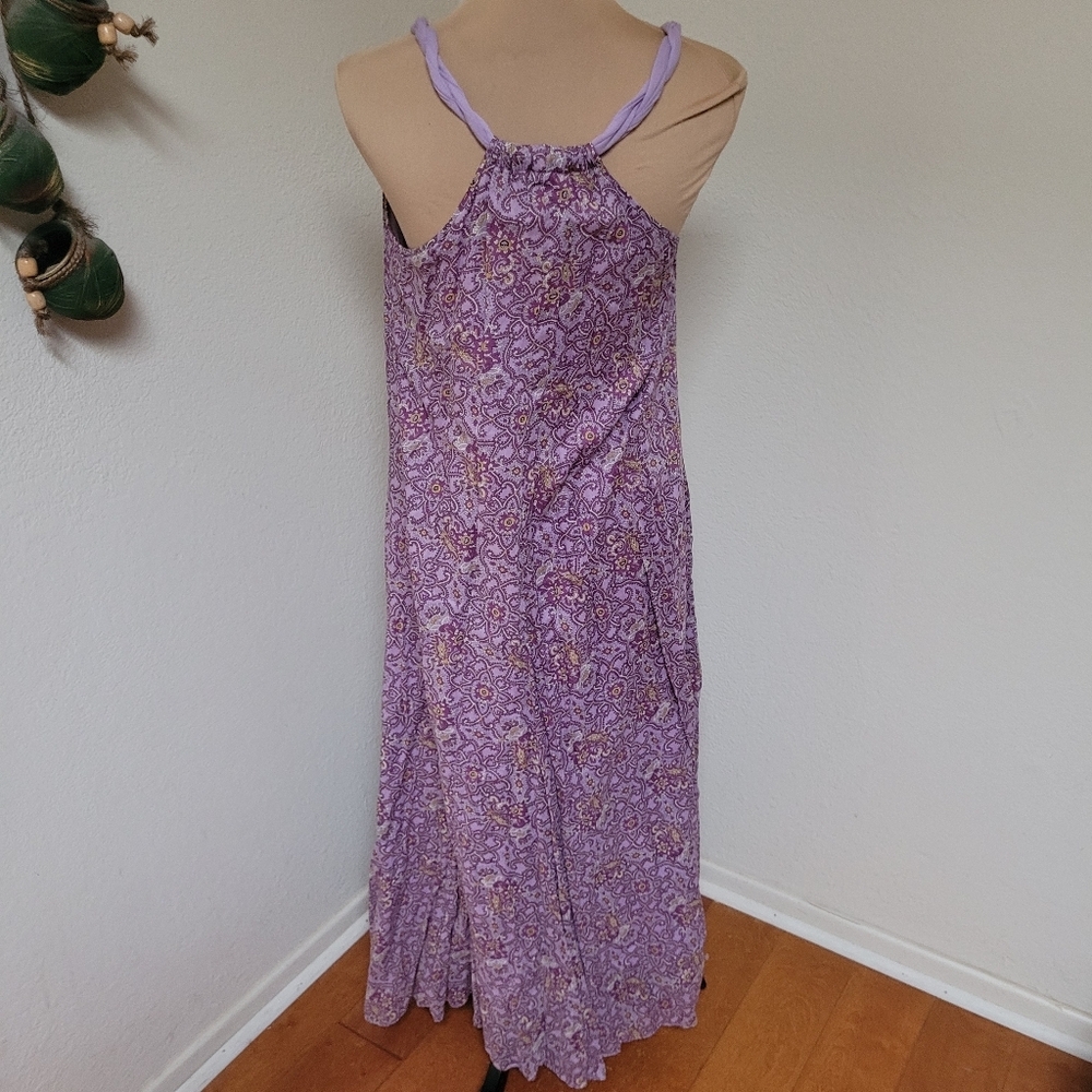 Garnet Hill Lavender Floral Maxi Dress with Twisted Straps - Picture 5 of 5
